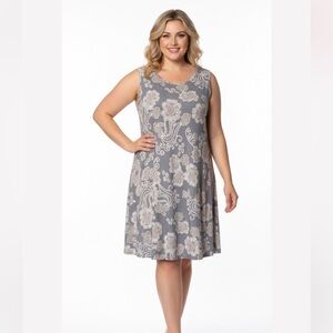 Jon & Anna Gray Floral Dress Size 1X NWT